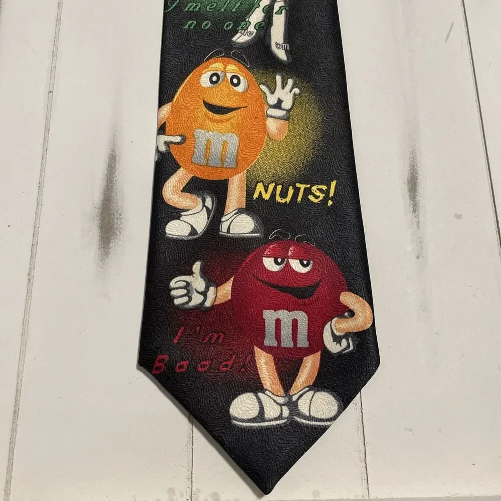 Vintage‎ Mars M&M's With Glow Chocolate Candy Pieces Black Neck Tie 4